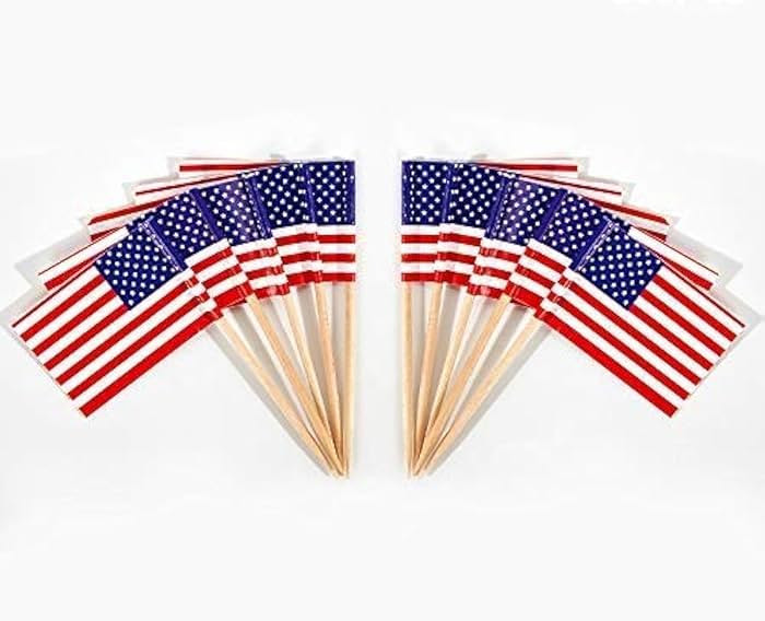 CYPS 100 Pcs USA American Flag US Toothpick Flags, Small Mini Stick Cupcake Toppers US Flags,4th ... | Amazon (US)