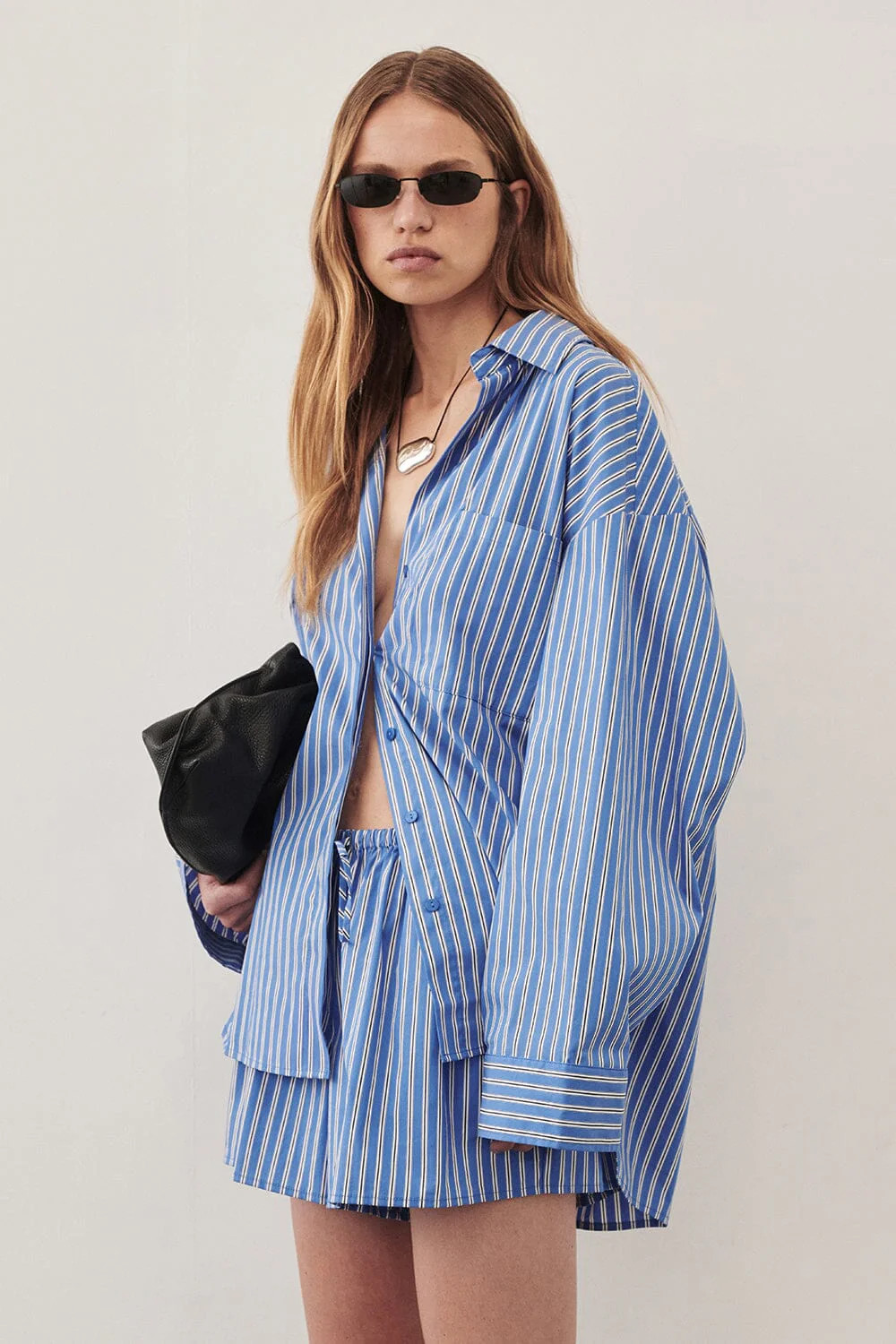 MISHA AZURE BLUE STRIPE SHIRT | DISSH