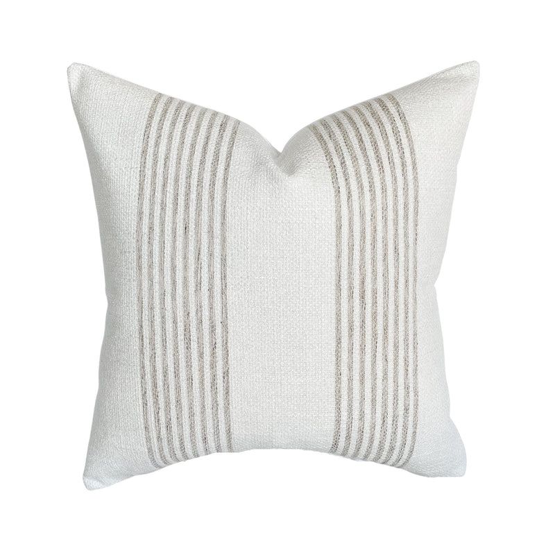 Riley | Woven Ivory Oatmeal Stripe Pillow Cover | Linen & James