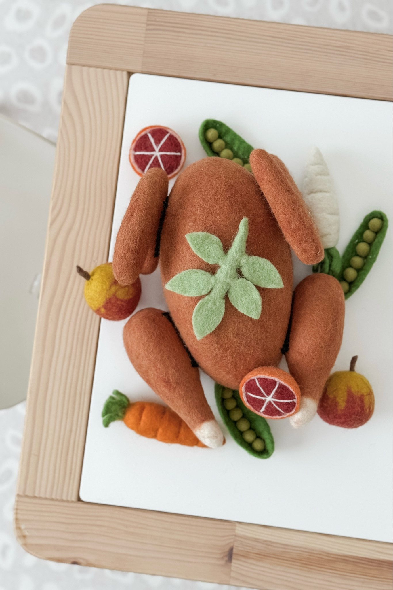 I try not to get *too* ahead of myself when it comes to holidays, but I knew I had to snag this felted play turkey dinner before it sold out!

I love that Sophie (and eventually Chloe!) will be able to have some dramatic play directly related to #LTKThanksgiving and #LTKHoliday ! You can’t see it in this photo, but the wings and drumsticks are removable thanks to some cleverly located Velcro strips! I know Sophie will have so much fun pretending like she’s making a festive dinner (just like mama!) so I couldn’t resist the purchase! 🍗🫛🥕

#LTKSeasonal #LTKKids