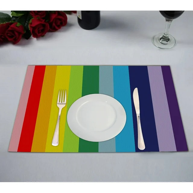 GCKG Abstract Colorful Rainbow Stripes Placemats 12x18 inches Set of 2 | Walmart (US)