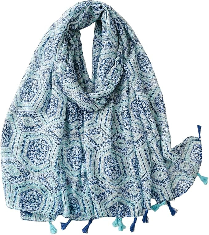 WaJuemy Travel Boho Scarf for Women Casual Lightweight Pashmina Scarves Fashion Multicolor Shawl ... | Amazon (US)