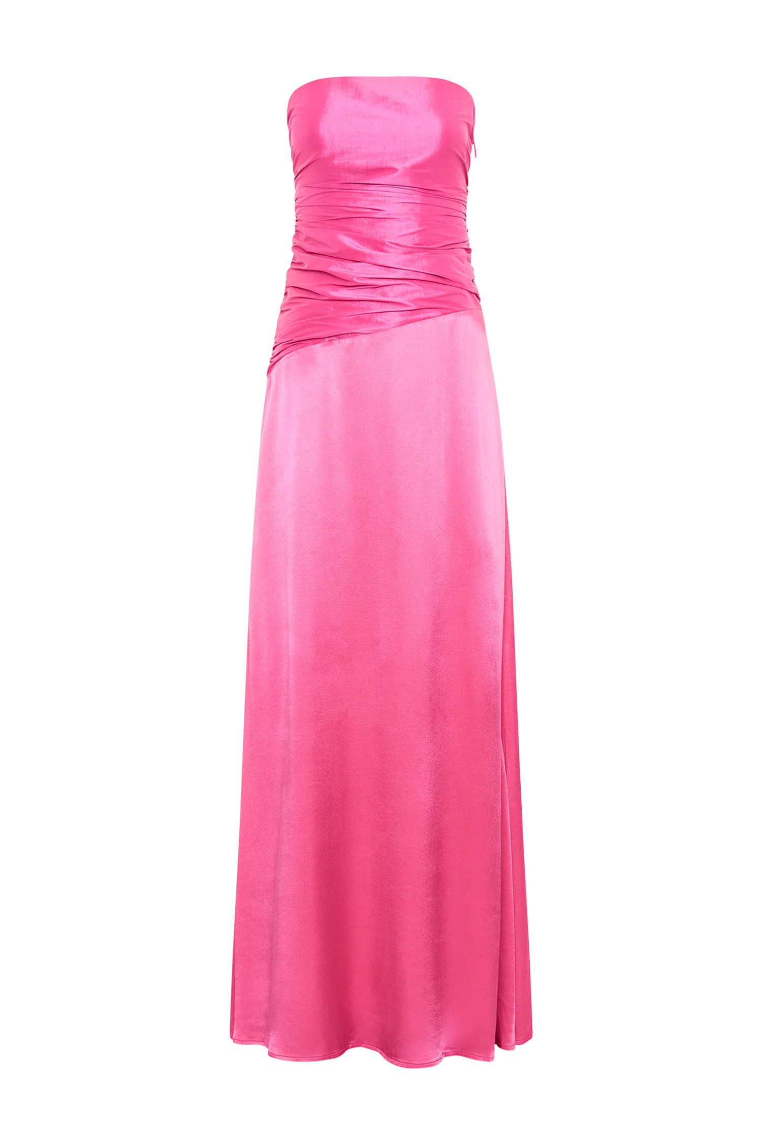 Strapless Taffeta Maxi Dress - Crimson Pink | MESHKI US