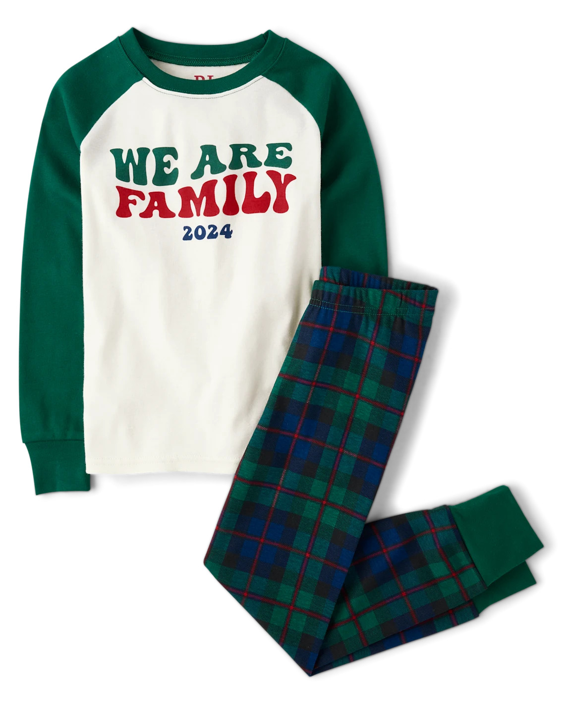 Unisex Kids Matching Family We Are Family 2024 Snug Fit Cotton Pajamas - park bench green | The Children's Place