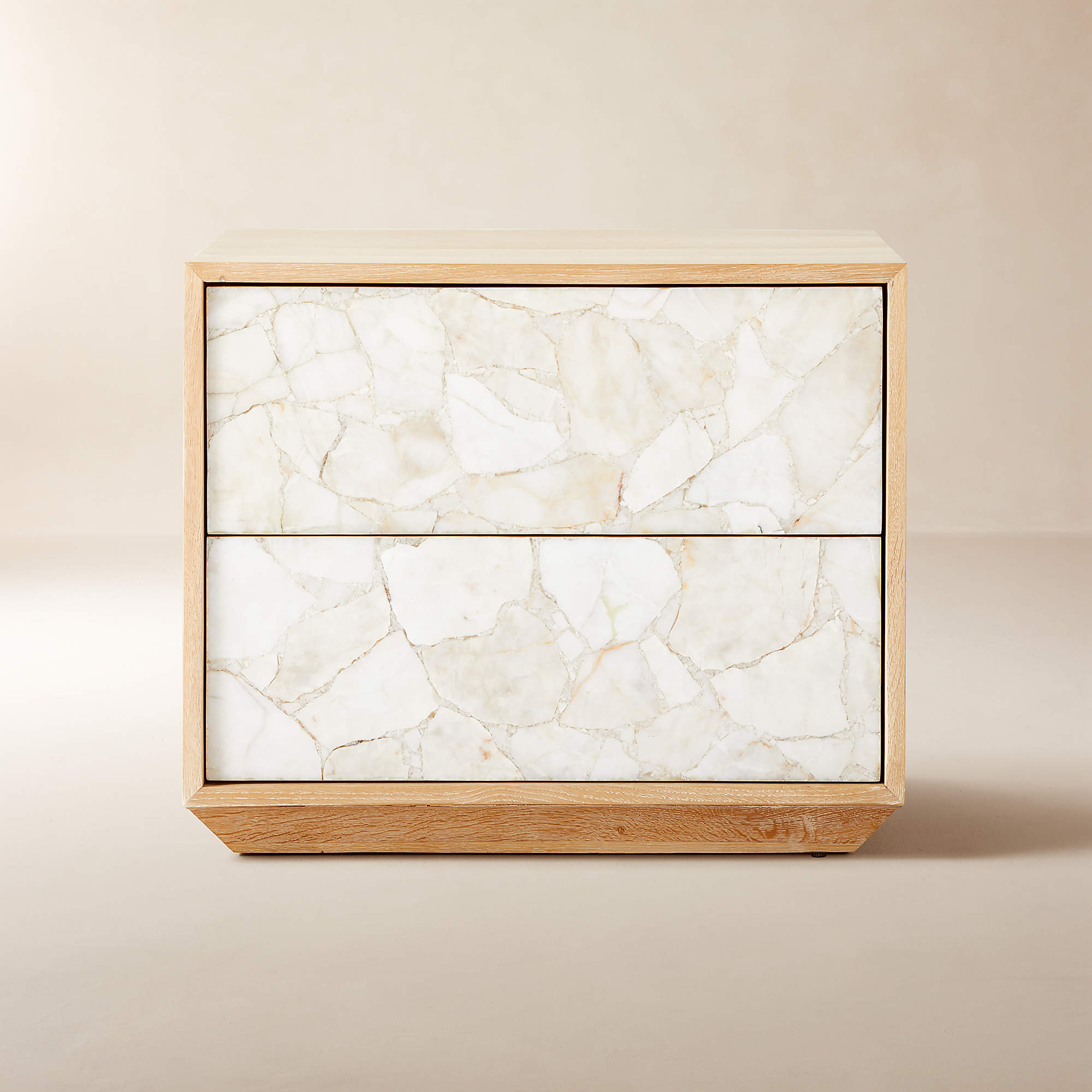 Rocca 25" Agate and White Oak Wood 2-Drawer Nightstand Set of 2 + Reviews | CB2 | CB2