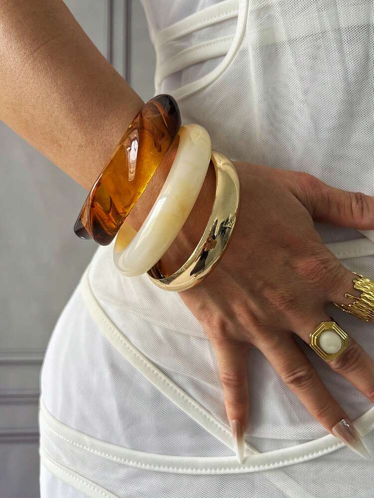 1Pc Cuff Bracelets,Gold Bangles,Wide Bangles, Chunky Bracelet, Bracelet Set, Wide Bracelet, Bracelet For Women,Gift For Her | SHEIN