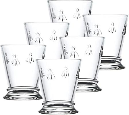 La Rochere Napoleon Bee Tumblers Set Of 6 - 10 oz - Clear Glass Tumbler w/ The French Bee Embosse... | Amazon (US)