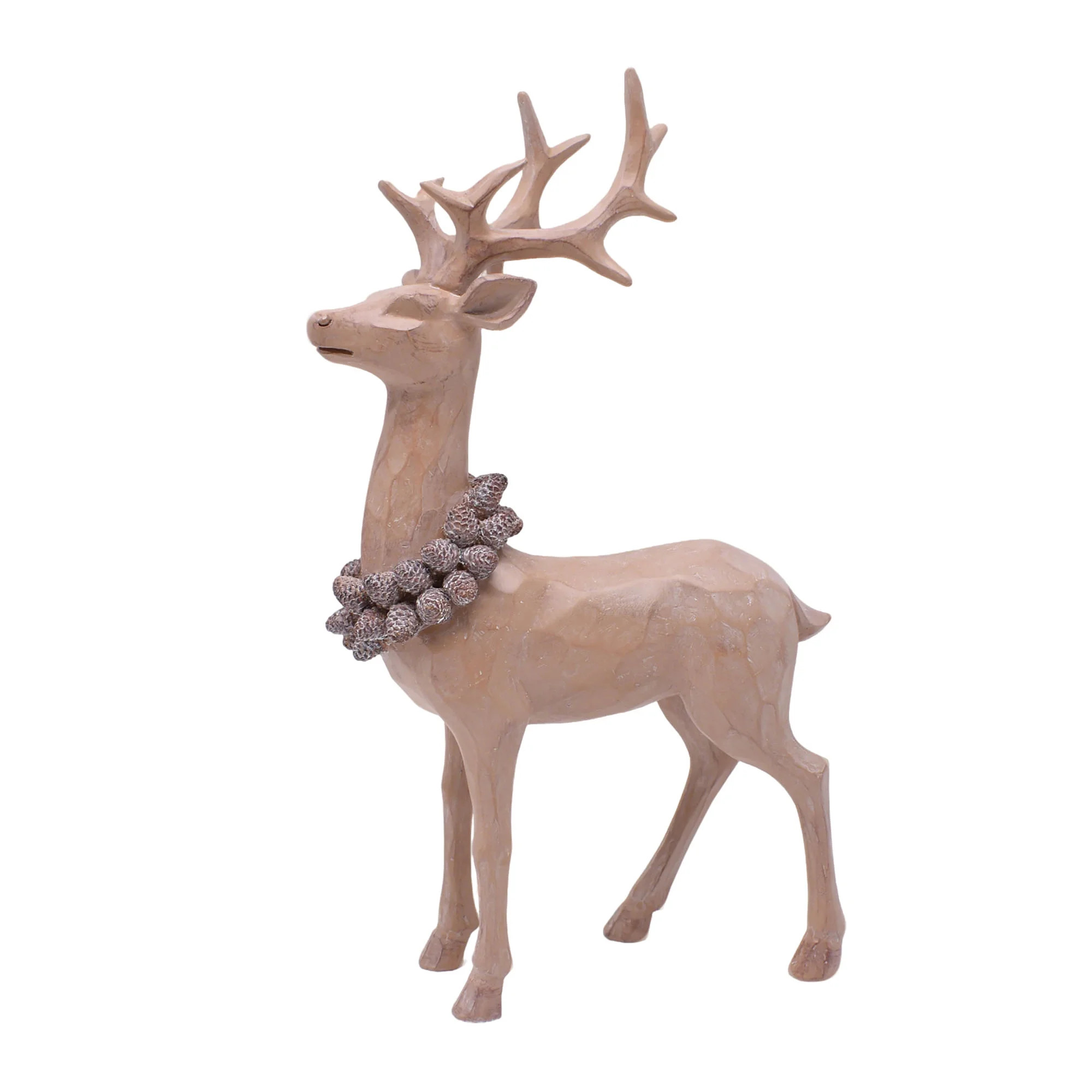 Holiday time 13.07" resin Christmas holiday standing deer with pinecone necklace, Resin Christmas... | Walmart (CA)