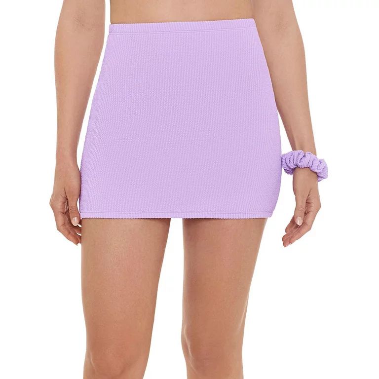 Hit Rewind Juniors Crinkle Mini Skirt Coverup with Scrunchy - Walmart.com | Walmart (US)