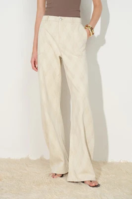 Thalia Argyle Barrel Leg Jeans in Jacquard Denim | Fabrique