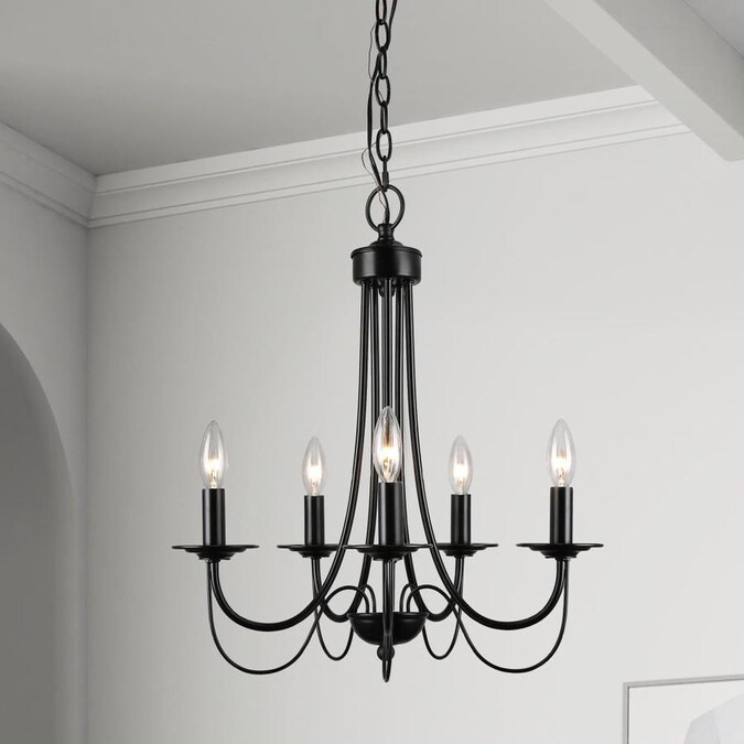 LNC Mocha 5-Light Black Modern/Contemporary Chandelier | Lowe's