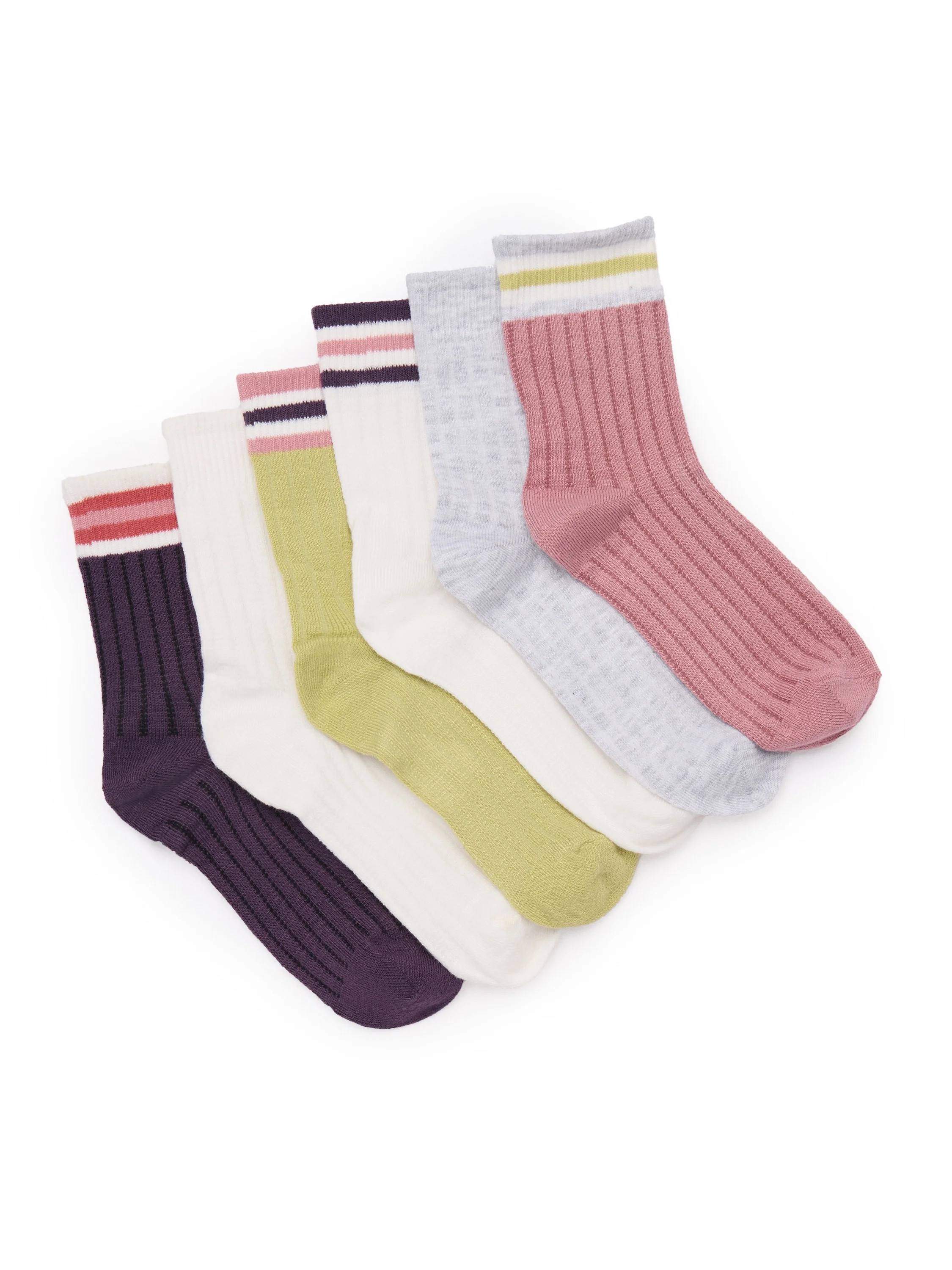 No Boundaries Fashion Pointelle Mid-Crew Socks, 6-Pack, Women's, Shoe Sizes 4-10 | Walmart (US)