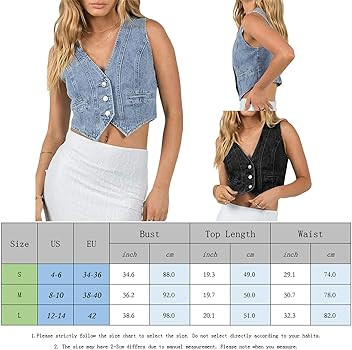 Women Y2K Button Down Denim Vest Sexy Sleeveless Denim Crop Top Low Cut Strapless Jean Corset Bus... | Amazon (US)