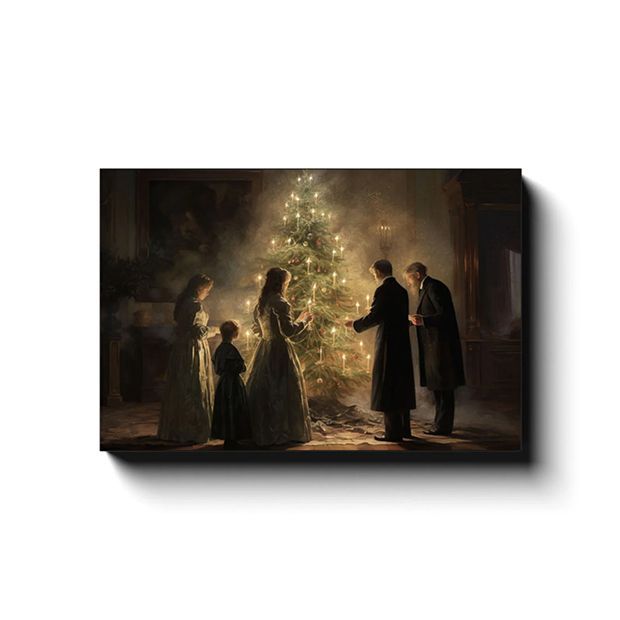 Victorian Christmas Canvas Wall Art | Antique Farm House