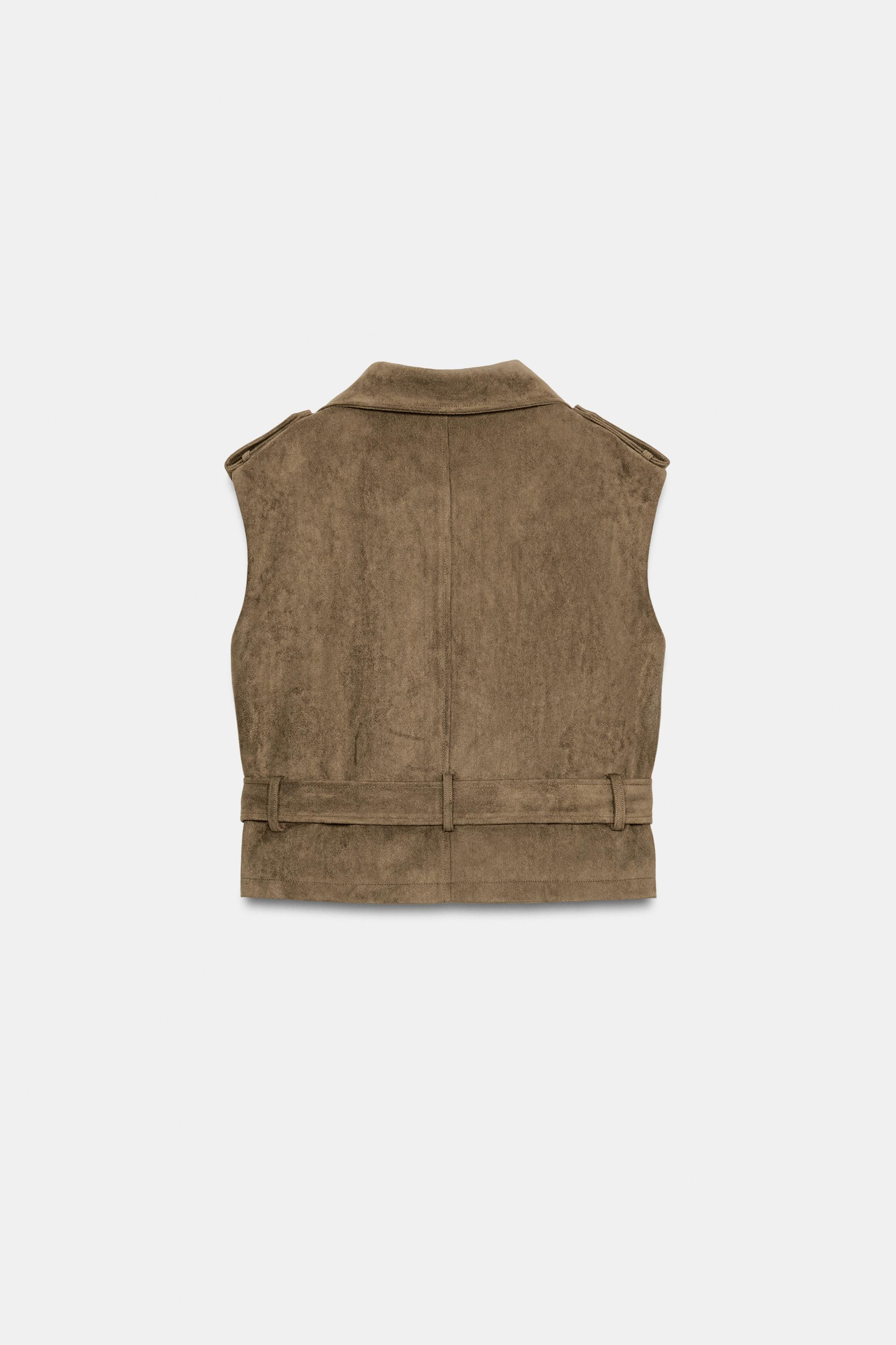 FAUX SUEDE BELTED VEST | Zara US