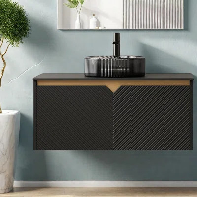 Modern Black Vanities With Storage, Mdf And Metal, Space-saving Bathroom Decor | Wayfair North America