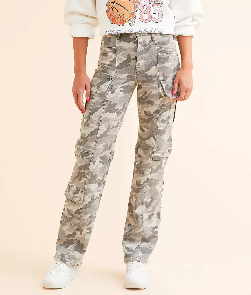 Ella Camo Wide Straight Cargo Pant | Buckle