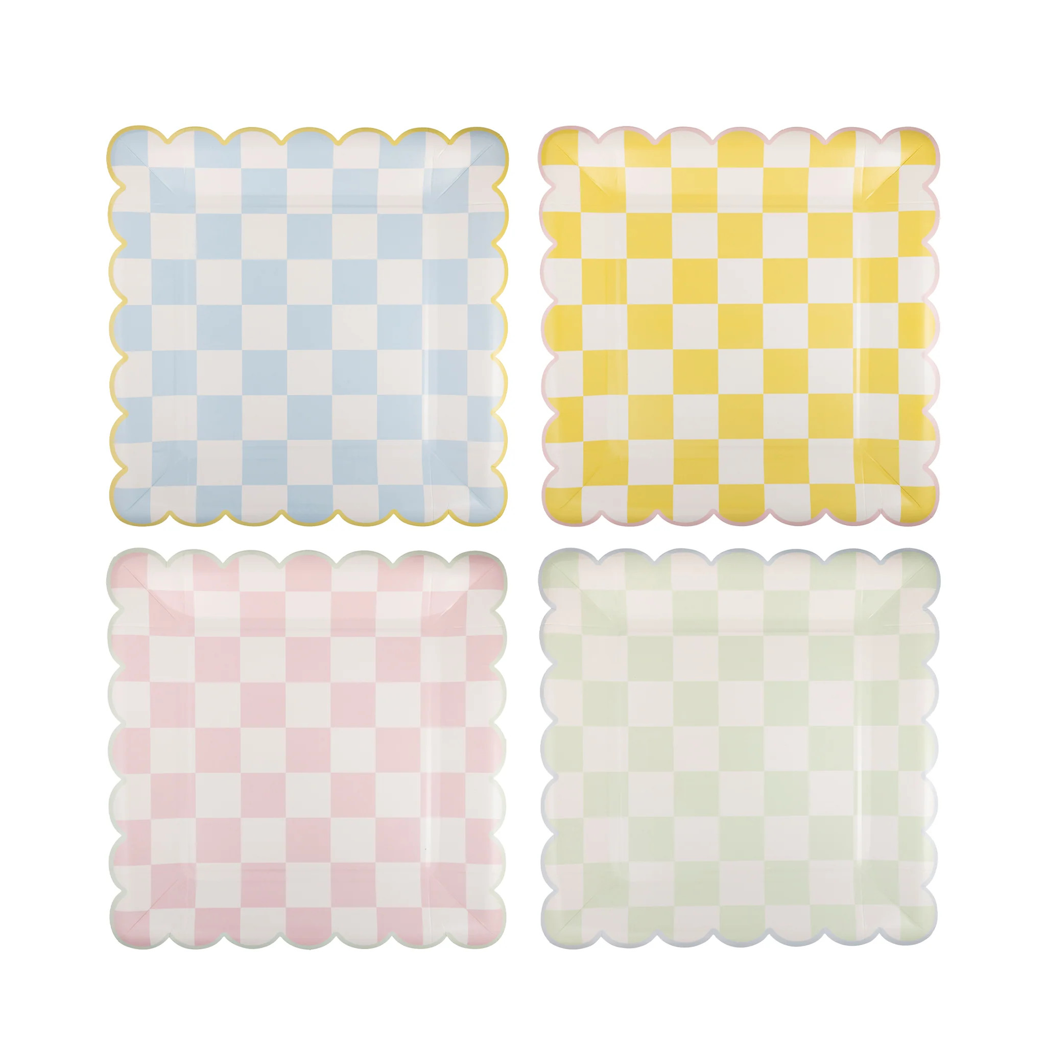 Checked Square Scallop Plate Set | My Mind's Eye