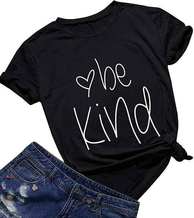 Be Kind T Shirts Women Cute Graphic Blessed Shirt Funny Inspirational Teacher Fall Tees Tops | Amazon (US)