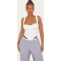 Shape White Woven Corset Detail Crop Top | PrettyLittleThing US