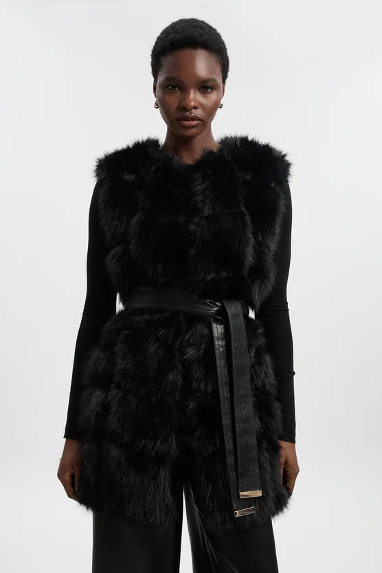 Faux Fur Panelled Vest | Karen Millen US