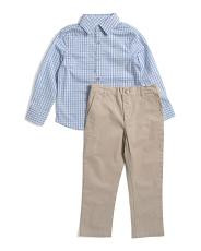 2pc Long Sleeve Tech Gingham Button Up And Pants Set | TJ Maxx