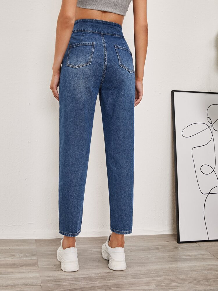 Solid Ripped Tapered Jeans | SHEIN