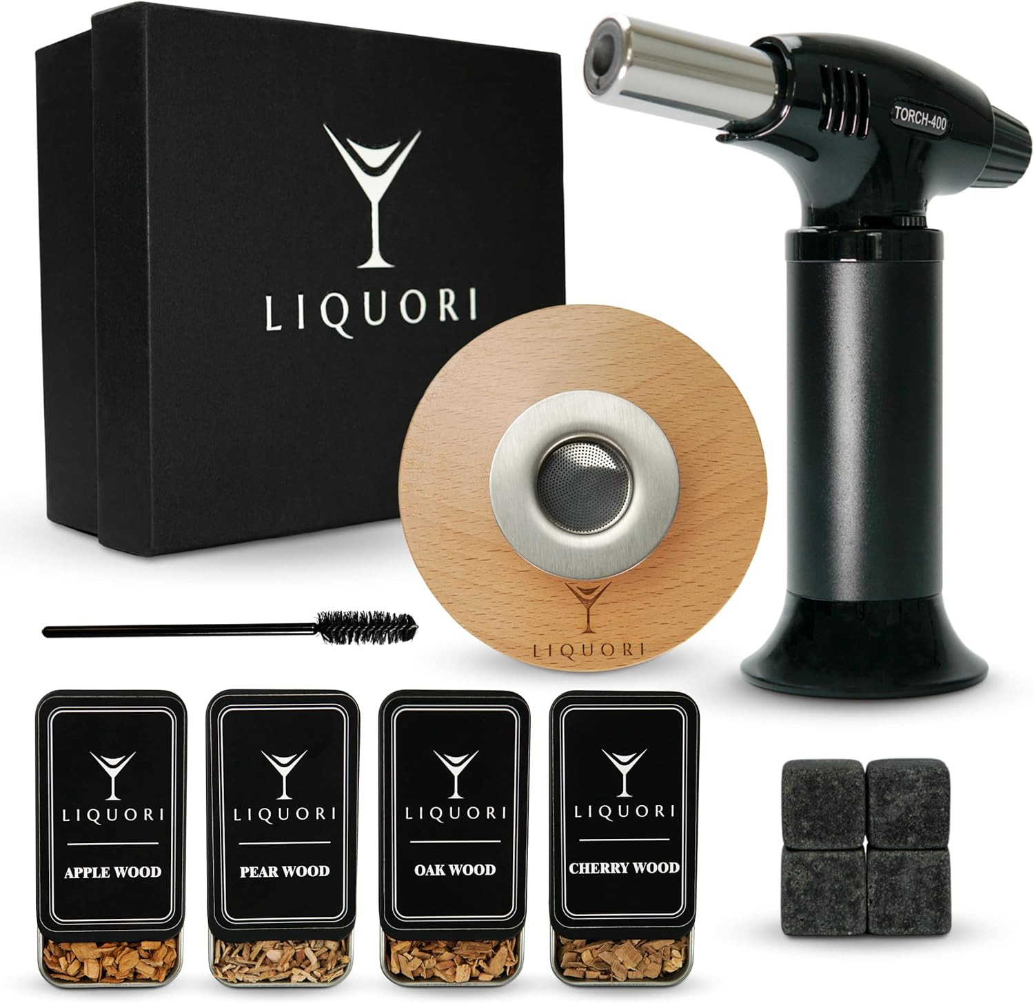 Cocktail Smoker- Includes Smoker, Torch, Cleaning Brush, Wood Chips & Whiskey Stones – 4 Flavor... | Amazon (US)