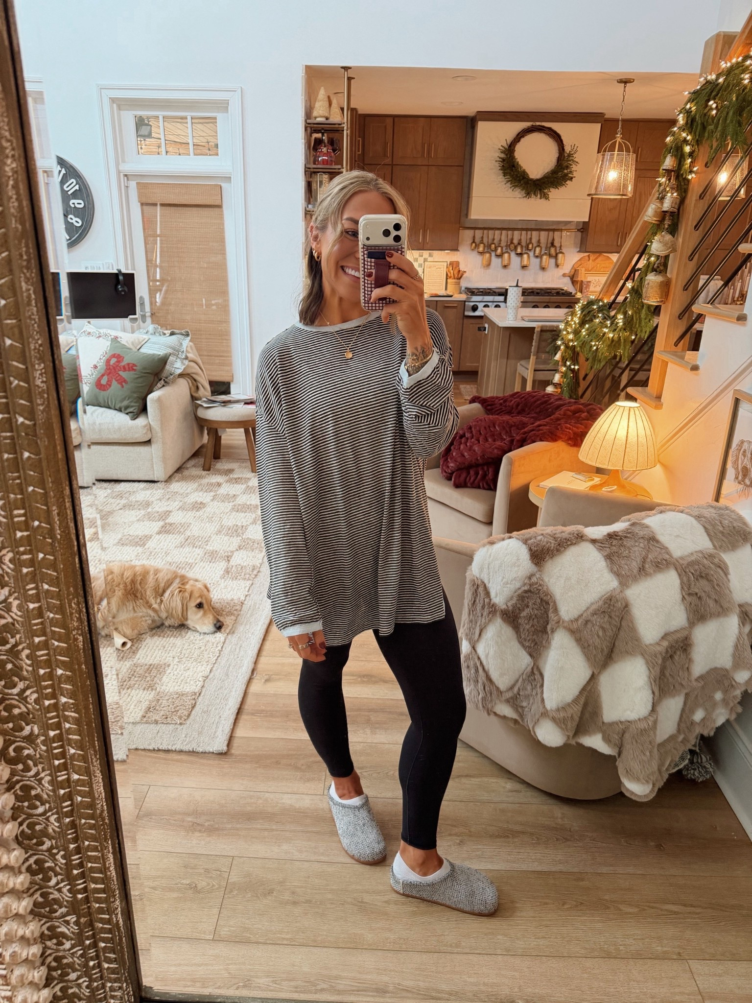 Love love love this oversized striped tee! It’s SUPER lightweight & slightly see through just a heads up! I have a cami underneath 🤎 tons of colors! In the S! Rothy’s, tts! ✨

Ootd / comfy / cozy / neutrals / Holley Gabrielle 

#LTKootd #LTKFindsUnder100 #LTKHoliday