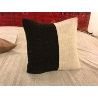 White Black Throw Pillow -20x20 -Textured Cushion Cover -Couch -Hemp Kilim Patchwork -Rug Home Decor | Etsy (US)
