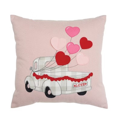 C&F Home Hearts Love Truck Valentine's Day Embroidered 18 x 18 Inch Throw Pillow Decorative Accen... | Target