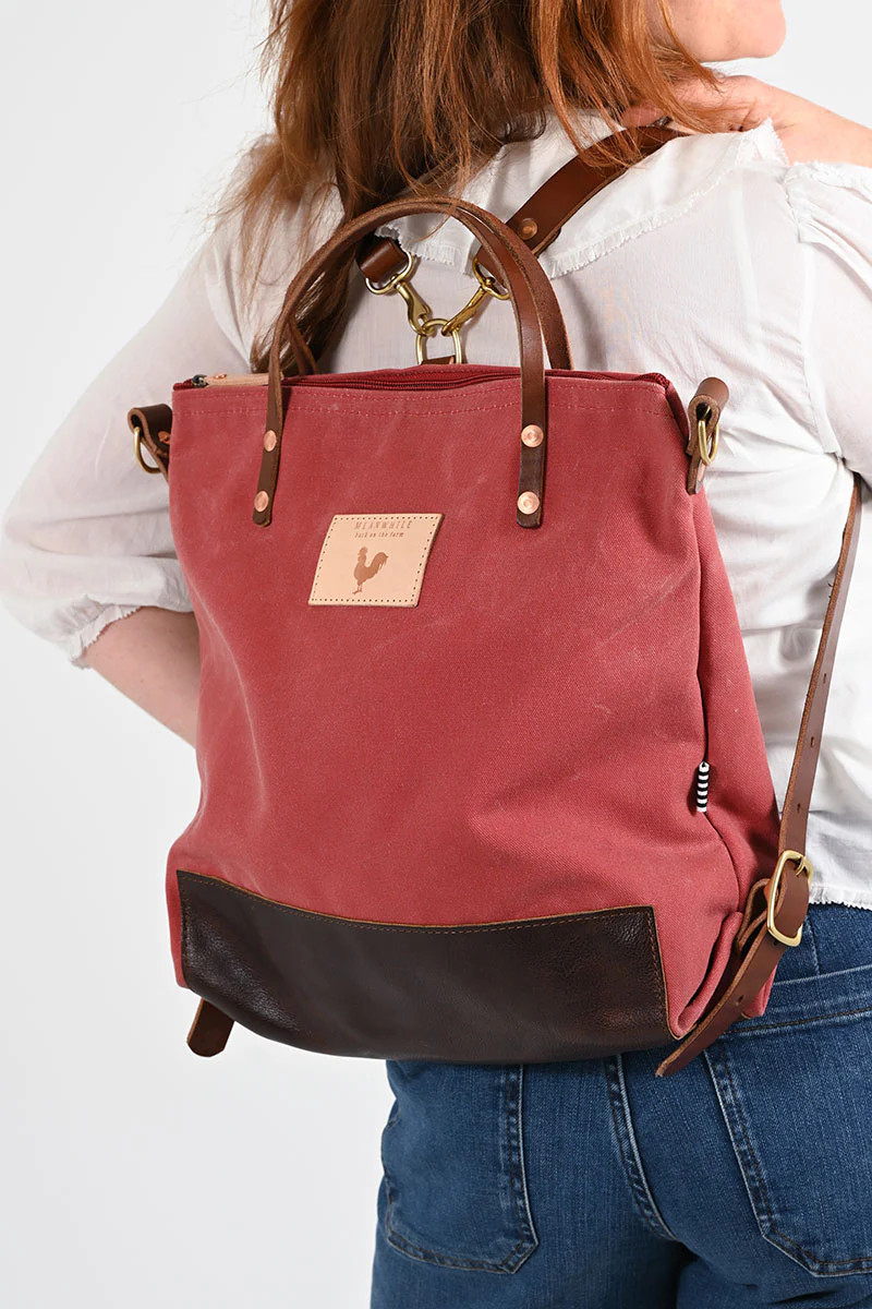 Nantucket Waxed Canvas Original Backpack | Red Canvas Backpack | Meanwhile Back on the Farm