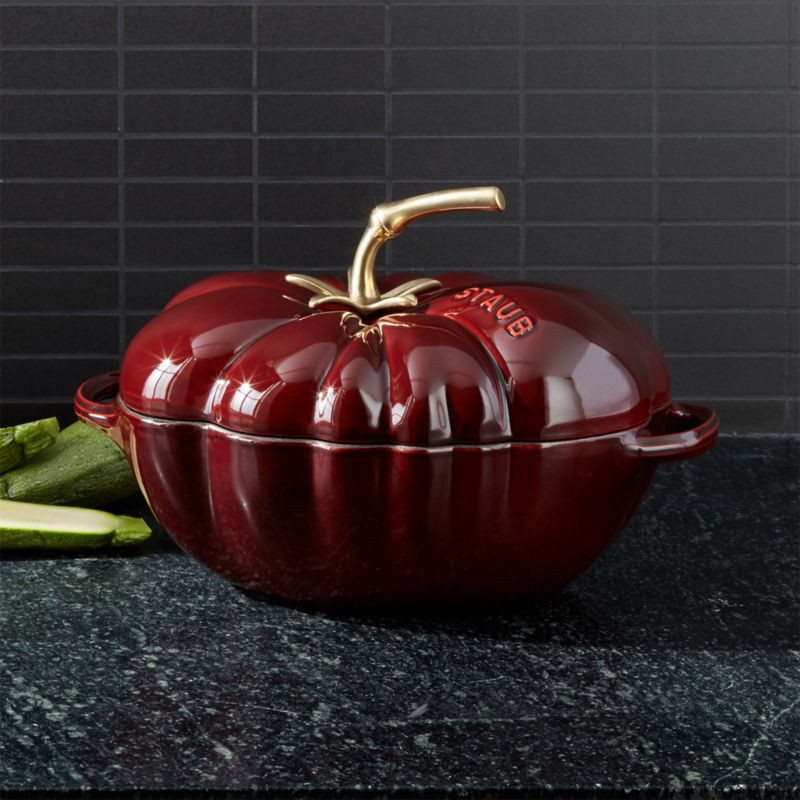 Staub 3-Qt. Tomato Cocotte Grenadine + Reviews | Crate & Barrel | Crate & Barrel