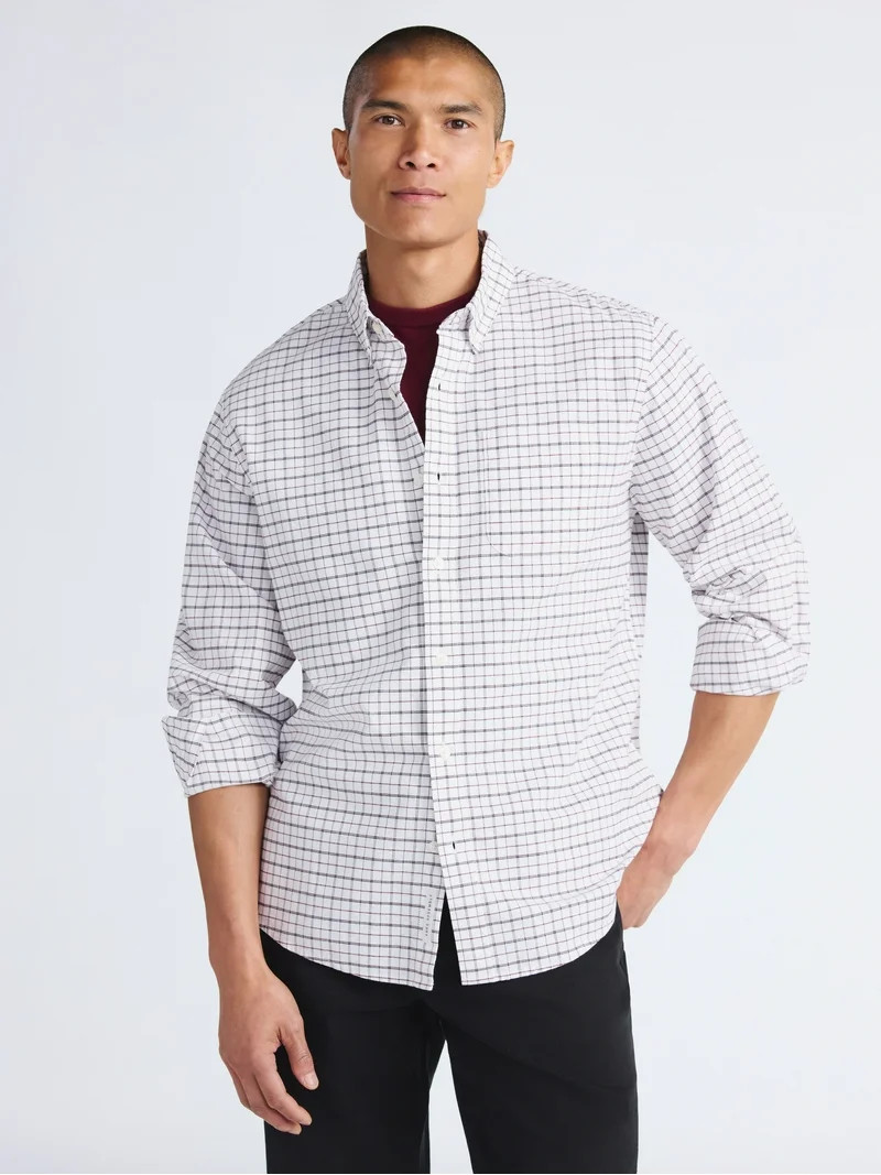 Free Assembly Men's Cotton Button Down Oxford Shirt with Long Sleeves, Sizes XS-3XL | Walmart (US)
