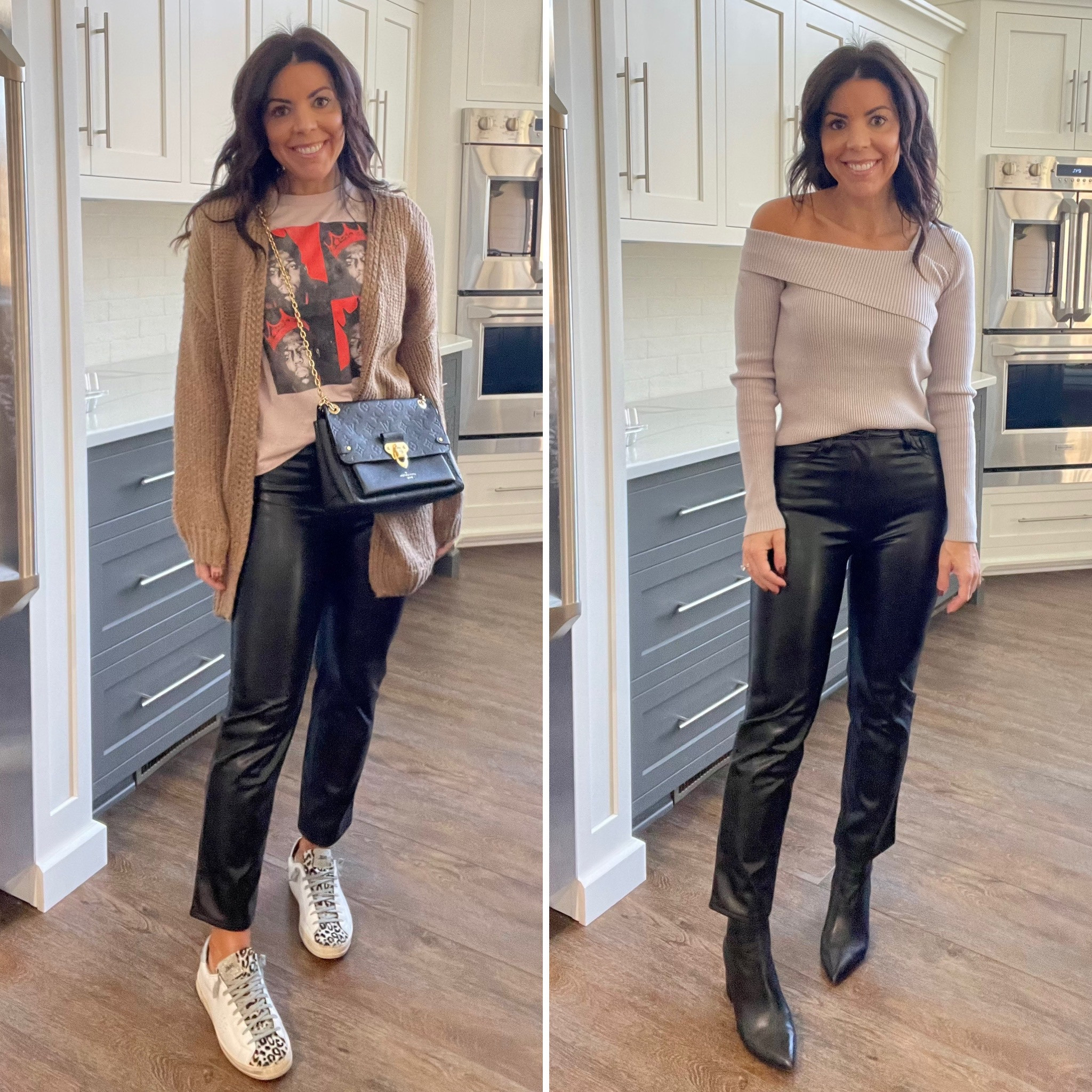 Errands to Date Night Look

T-shirt - XS slightly oversized but not long
Faux leather pants - size 25 Regular (I’m 5’5)
Sweater size small
Cardigan - size small (very oversized)

#LTKsalealert #LTKstyletip #LTKunder50