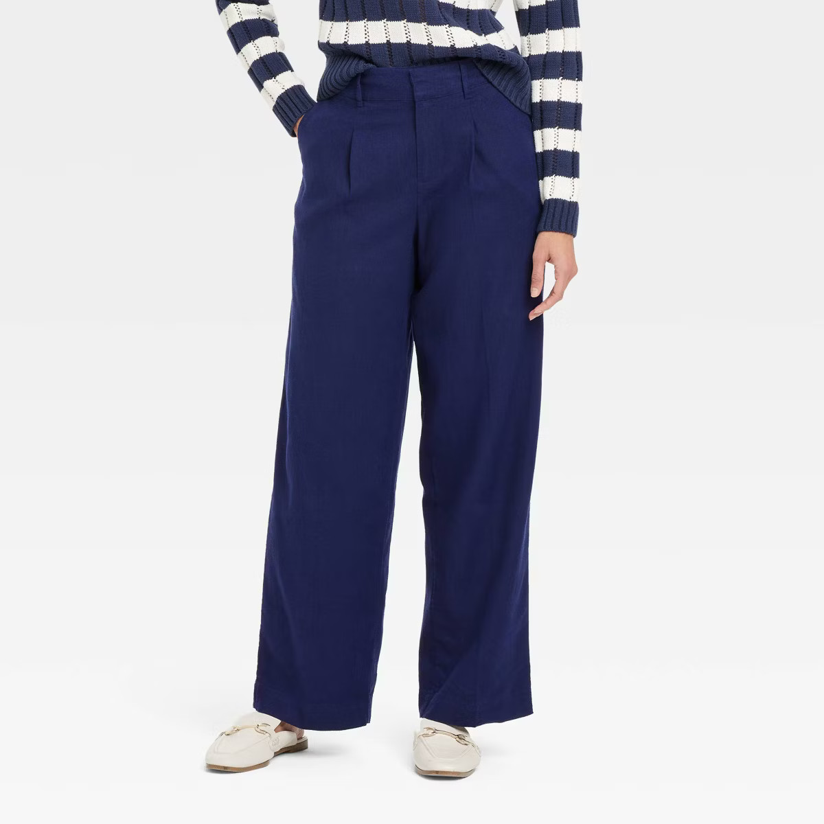 Women's High-Rise Linen Pleated Front Straight Trousers - A New Day™ | Target