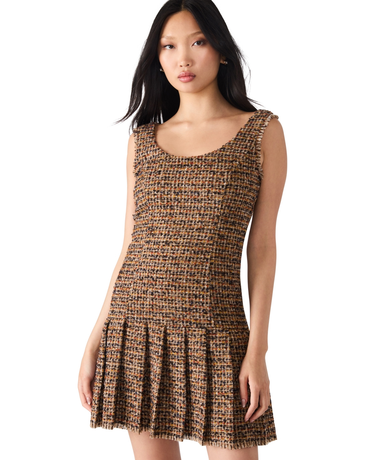 Steve Madden Women's Avie Drop Waist Mini Dress - Brown Plaid | Macy's