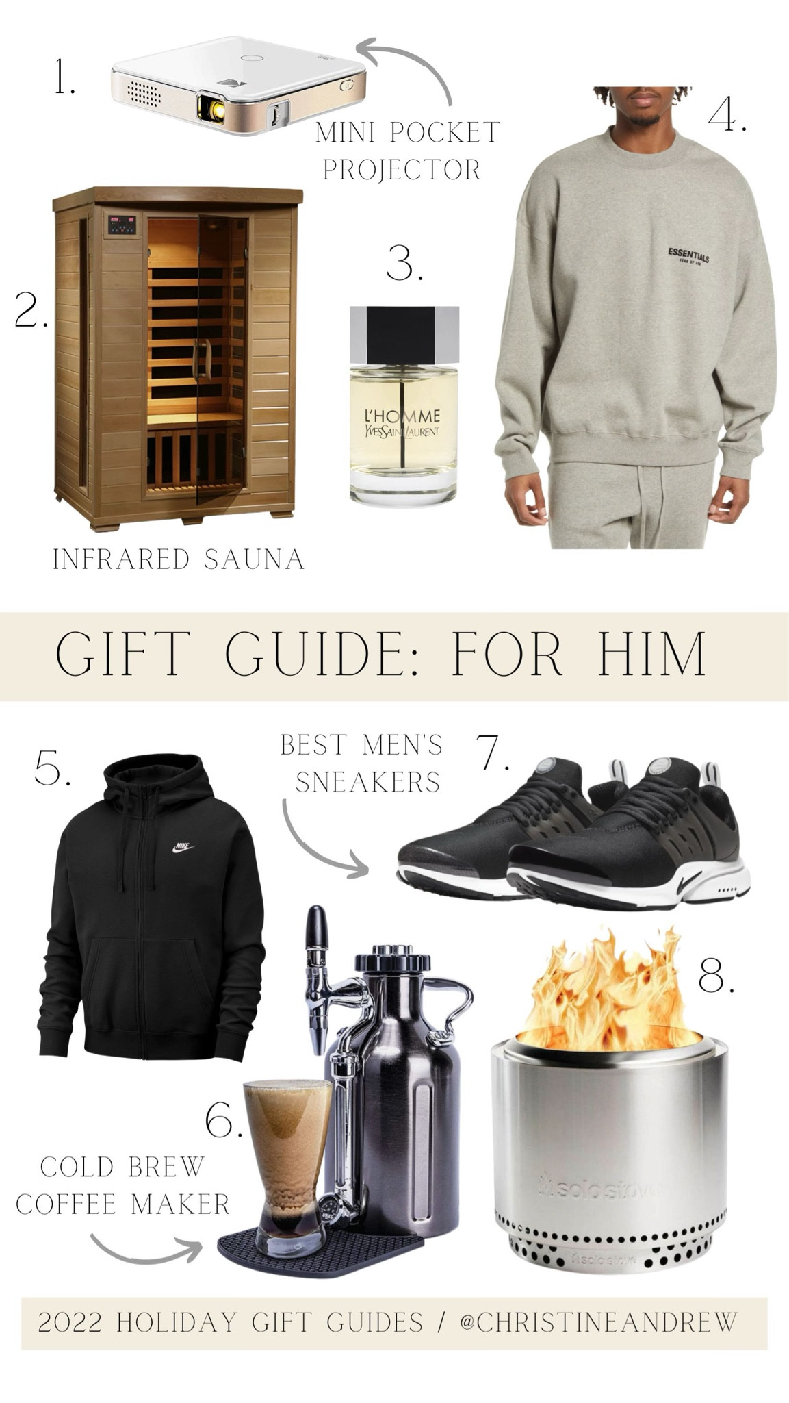 Holiday Gift Guide: For Him

Holiday gifts; Christmas gift ideas; mens gift ideas; Nike for men; essentials sweatshirt; infrared sauna; ysl cologne; cold press coffee maker #LTKGiftGuide

#LTKSeasonal #LTKHoliday