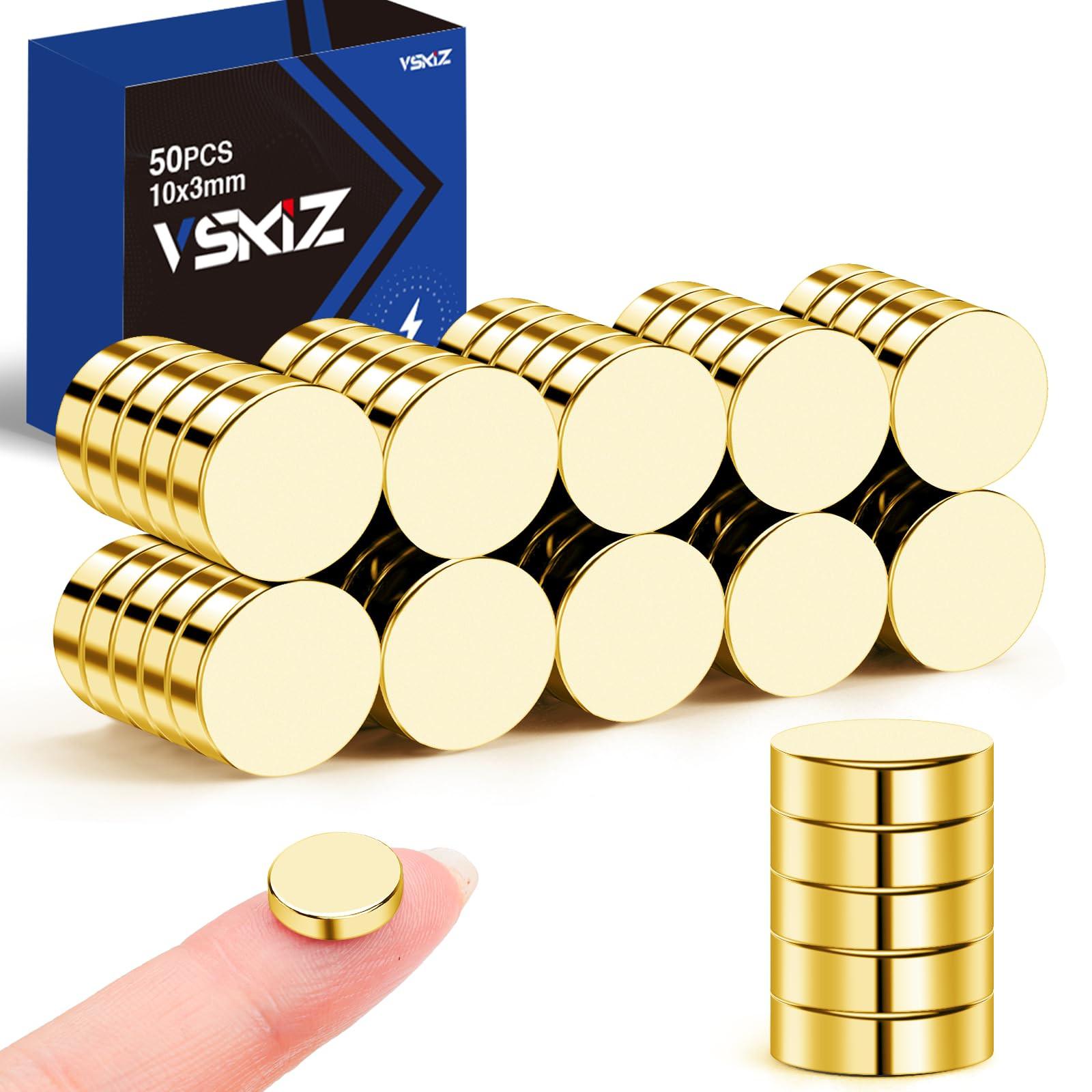 50P Small Magnets 10x3mm Golden Strong Magnets Rare Earth Magnet for Crafts, DIY, Kitchen, Whiteb... | Amazon (US)