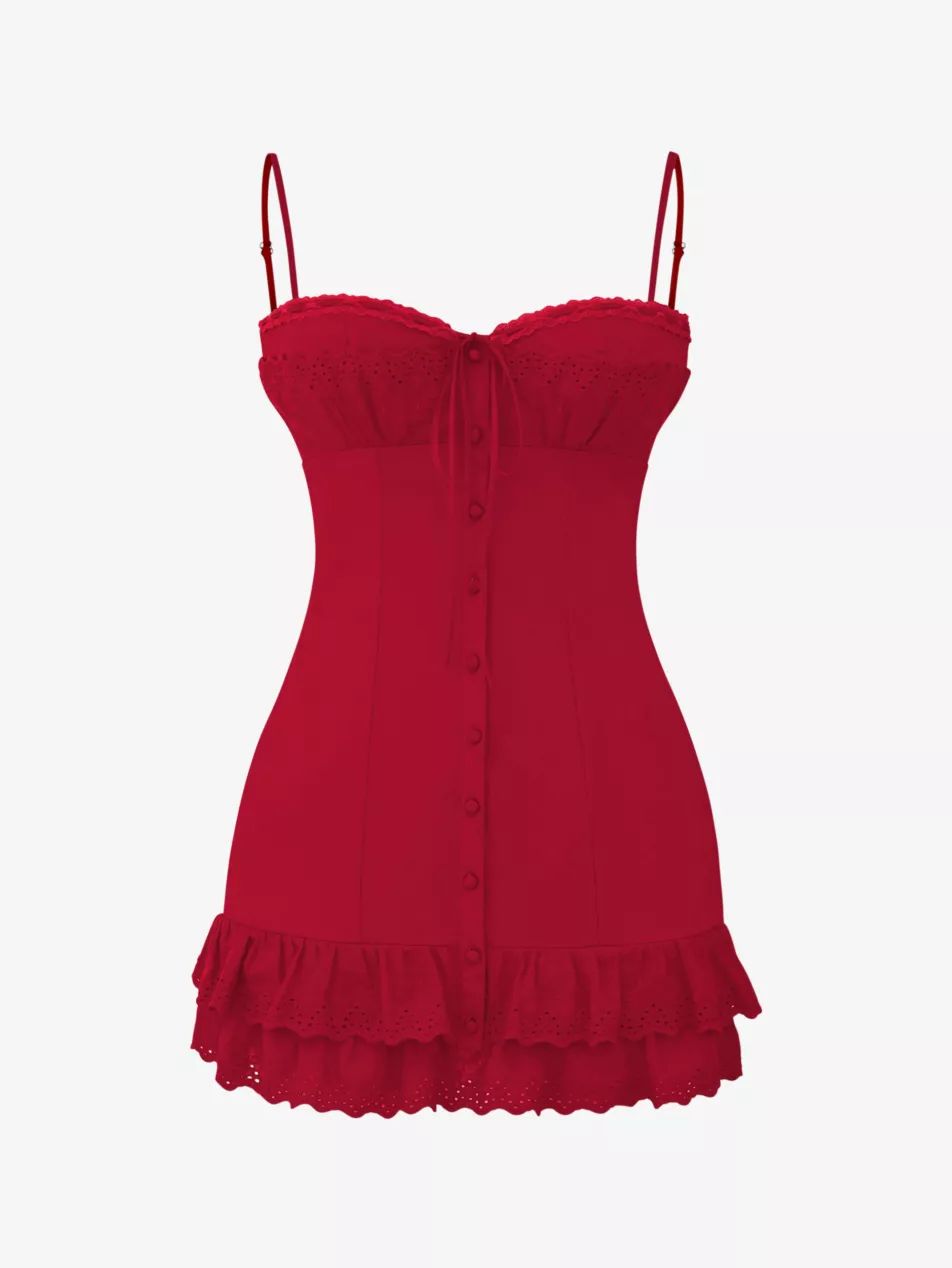 Luci broderie anglaise-embroidered stretch cotton-blend mini dress | Selfridges