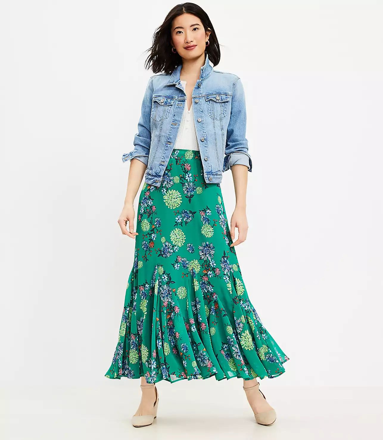 Godet Midi Skirt | LOFT