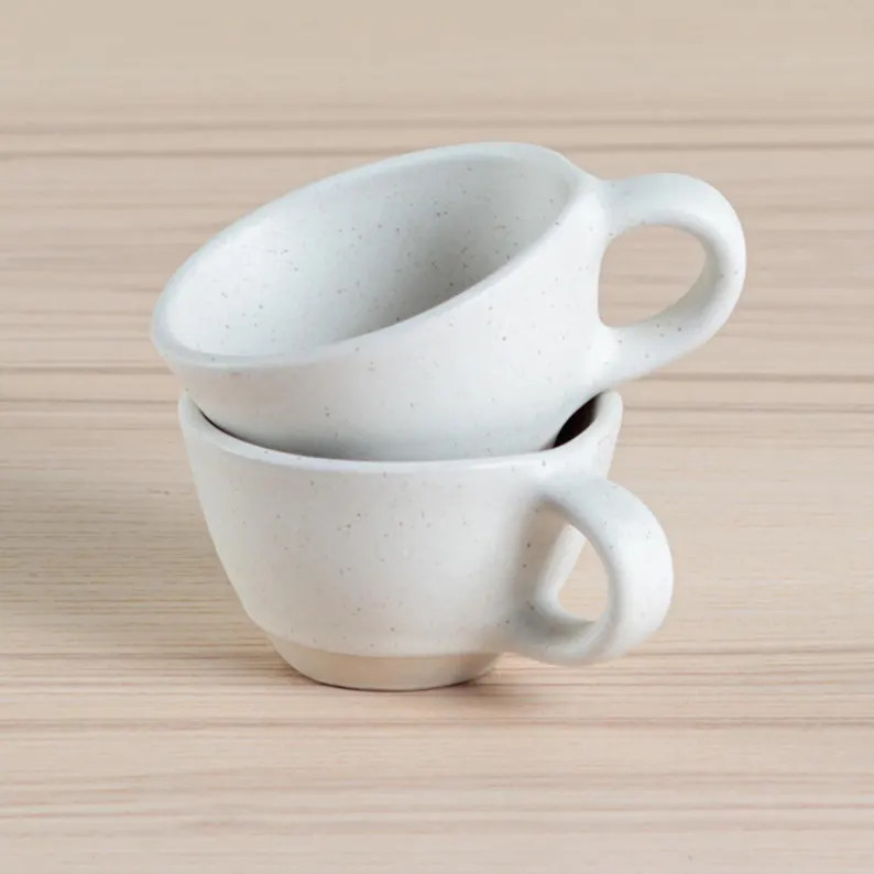 Set of 2 Oatmeal Espresso Cups Mugs Coffee Mug Coffee Gift Home Gift Gift for Him Espresso Cup Se... | Etsy (US)