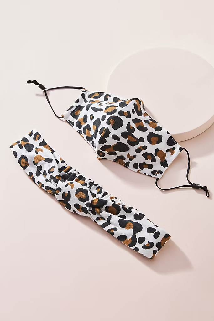 Lele Sadoughi Leopard Headband & Ear Loop Reusable Face Mask Set | Anthropologie (US)