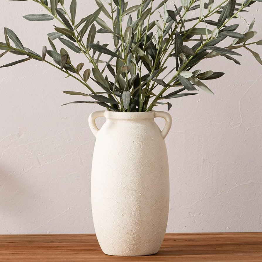 Ceramic Flower Vase 12 inch Farmhouse Rustic Vase Decorative Pottery Terracotta Tall Vases for Ho... | Amazon (US)