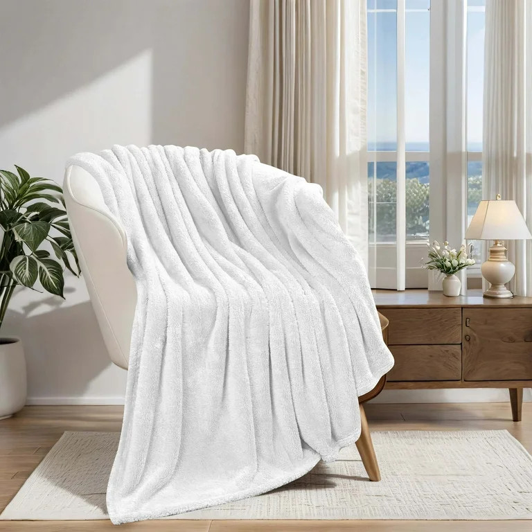 Superior Super Soft Plush Fleece Blanket, Adult/Teen, Throw XL 50" x 70", White - Walmart.com | Walmart (US)