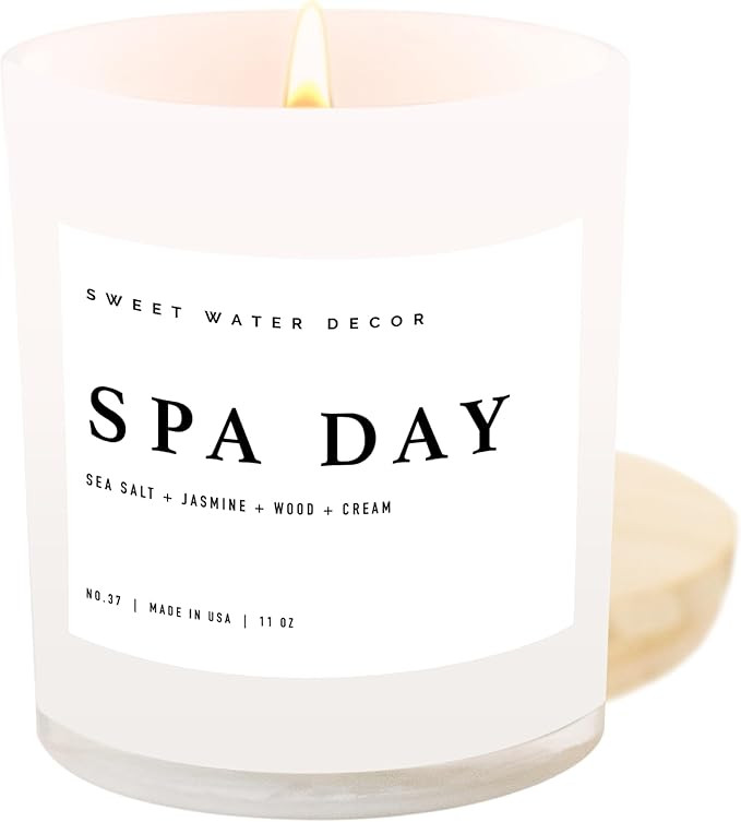 Sweet Water Decor Spa Day Candle - Spa Scented Soy Wax Candle for Home - Sea Salt, Jasmine, Wood,... | Amazon (US)