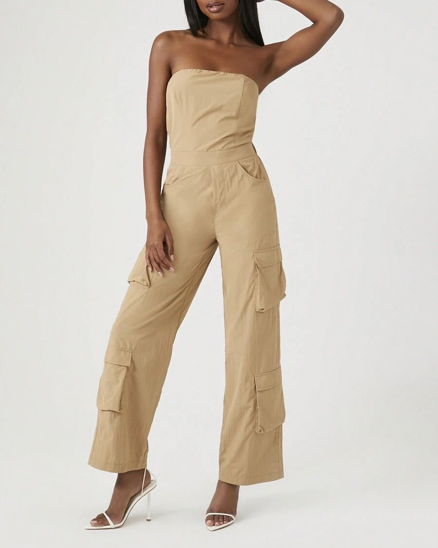 Forever 21 Strapless Cargo Jumpsuit | SHEIN