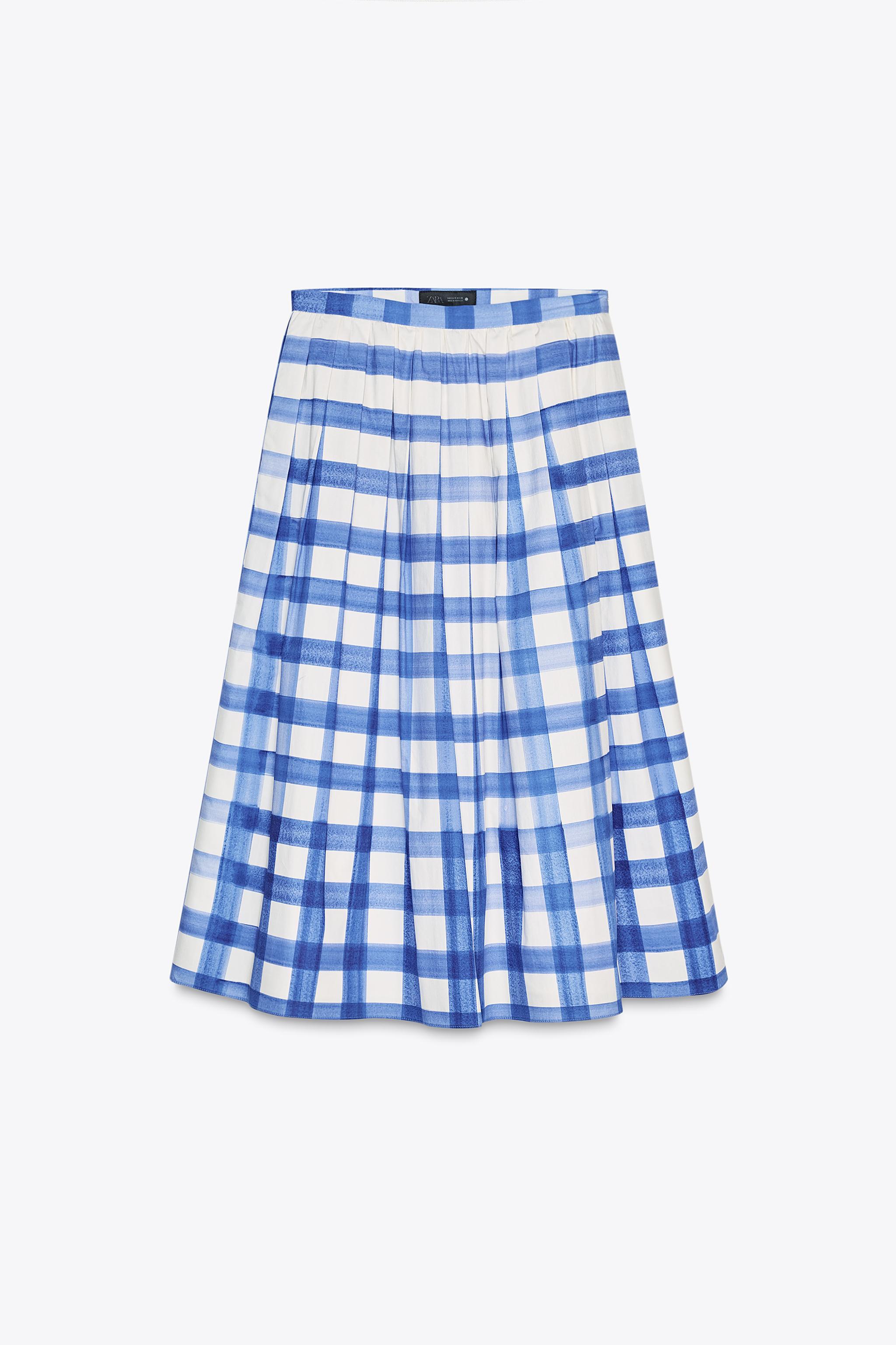 CHECKERED MIDI SKIRT ZW COLLECTION | Zara US