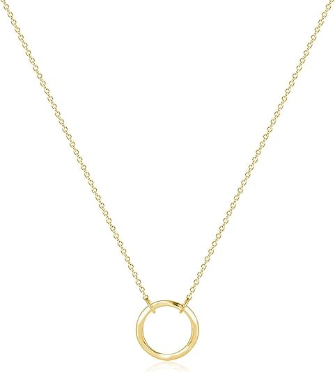 Fettero Pendant Necklace Gold Choker Layered Coin Open Karma Circle Full New Crescent Moon 14K Go... | Amazon (US)