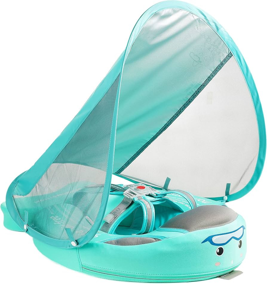 Mambobaby Float with Canopy – Baby Swim Float with Tail, New Upgraded Non-Inflatable Solid Baby Pool Float, Soft Skin-Friendly Fabric Material Infant Swim Float (Special Edition Green) | Amazon (US)